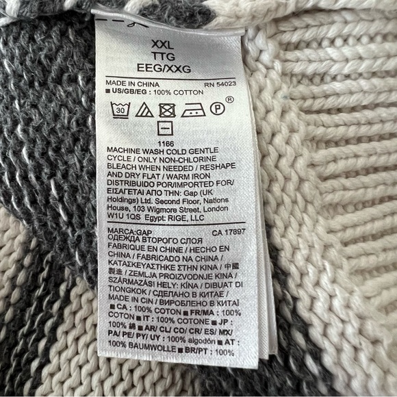 GAP Collared Toggle Cardigan Sweater Snow Cap Grey Stripes Size XXL - Picture 6 of 9